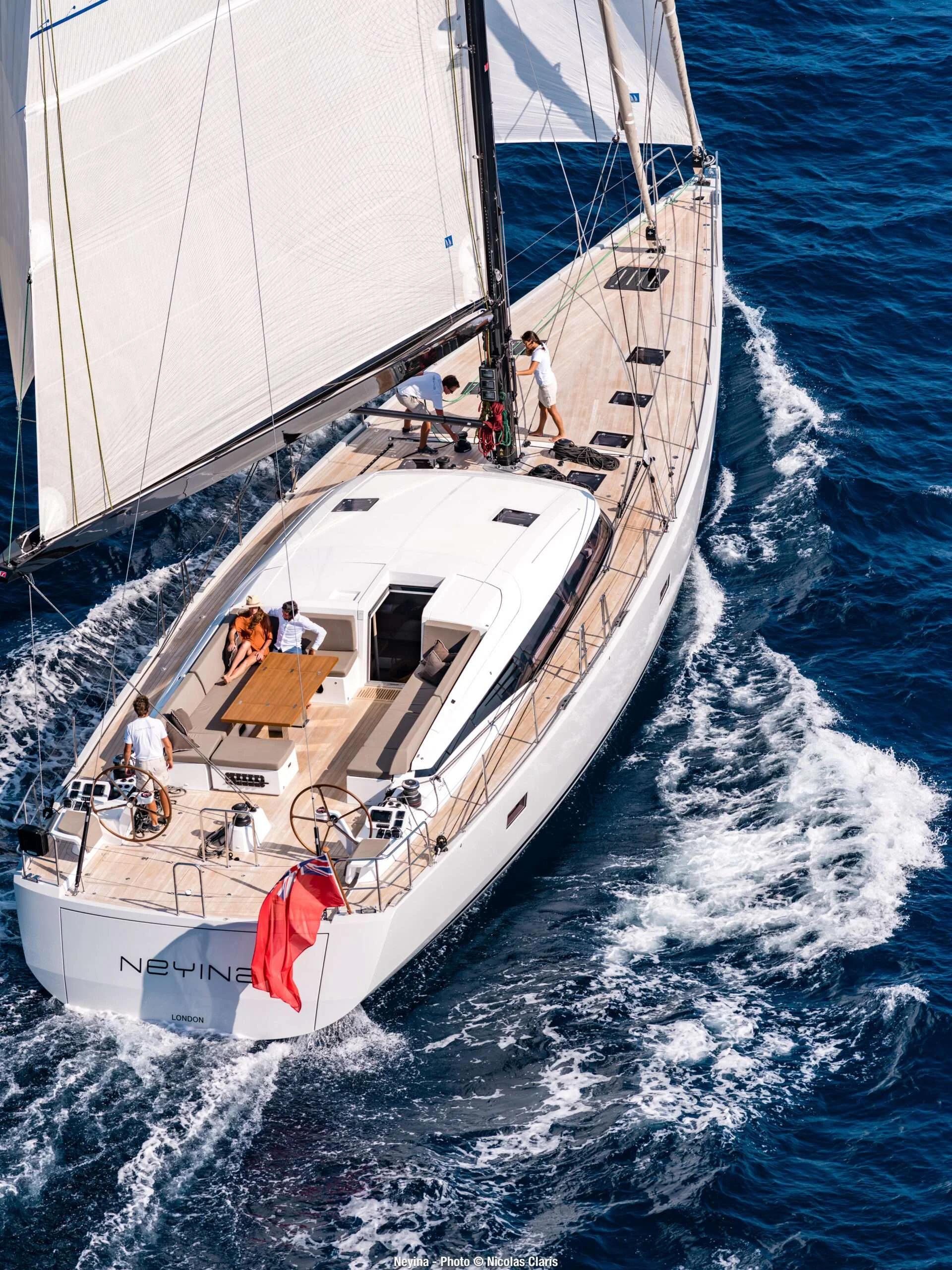 Aerial image of NEYINA CNB sailing yacht