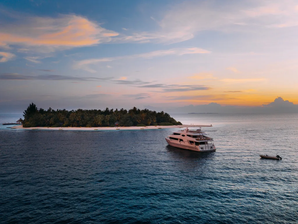 Charter luxury yacht in the Maldives.