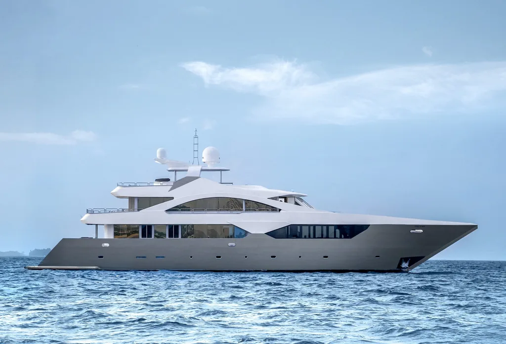 ARK NOBLE luxury superyacht cruising on clear blue Maldivian waters.