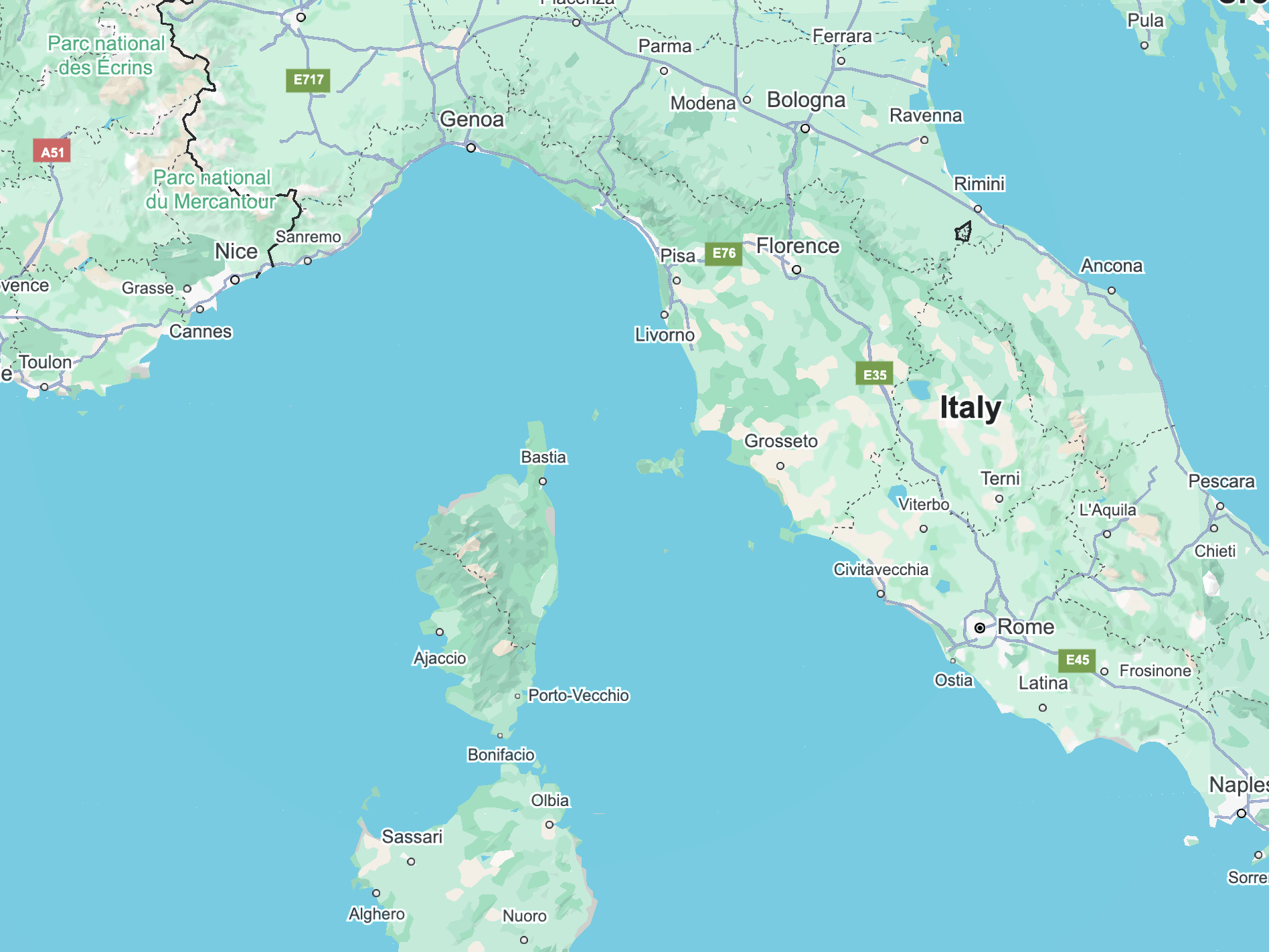 Map: ITALIAN RIVIERA
